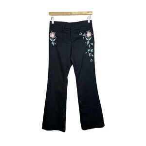 Vertigo Paris Black Floral Embroidered Boot Cut Jeans Size 4